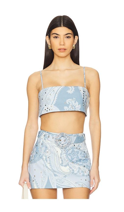 HEMANT AND NANDITA Bustier Top in Baby Blue by HEMANT&NANDITA