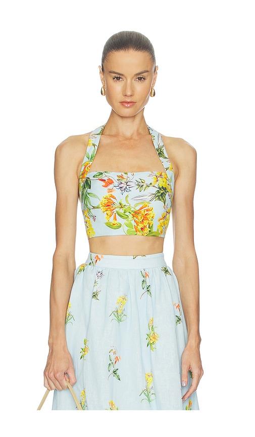 HEMANT AND NANDITA Crop Top in Baby Blue by HEMANT&NANDITA
