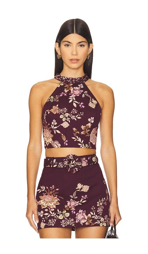 HEMANT AND NANDITA Halter Neck Top in Burgundy by HEMANT&NANDITA
