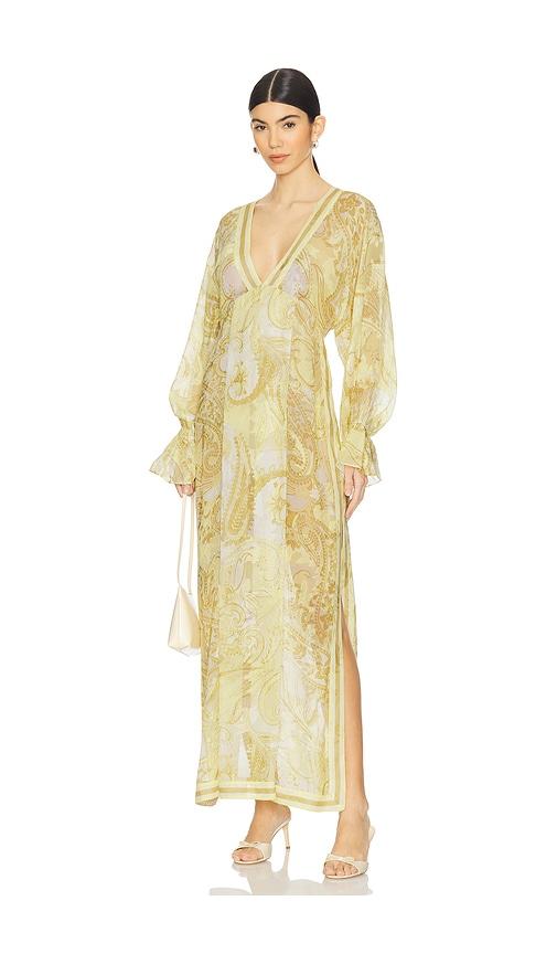 HEMANT AND NANDITA Kaftan Without Slip in Yellow by HEMANT&NANDITA