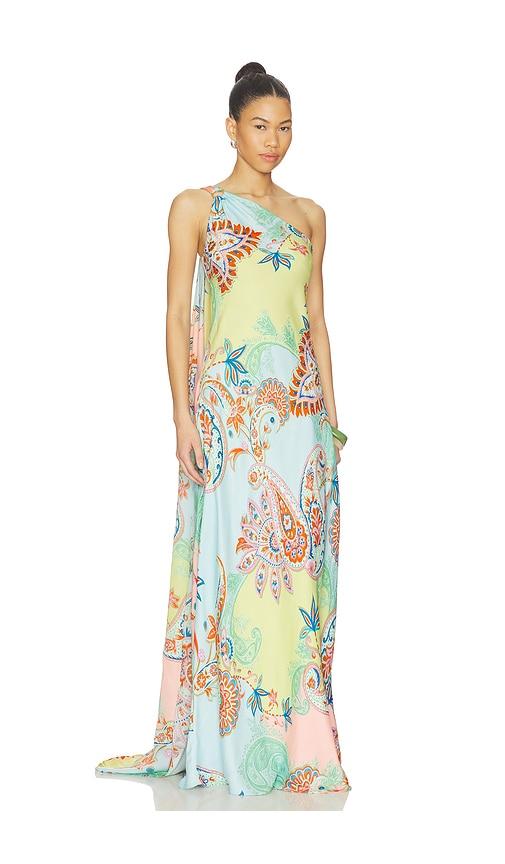 HEMANT AND NANDITA One Shoulder Sash Dress in Baby Blue by HEMANT&NANDITA