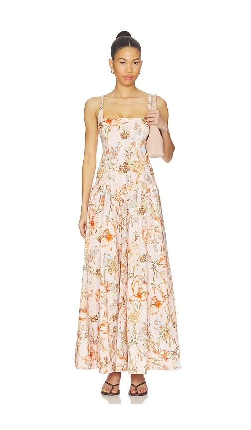HEMANT AND NANDITA Square Neck Maxi Dress in Beige by HEMANT&NANDITA