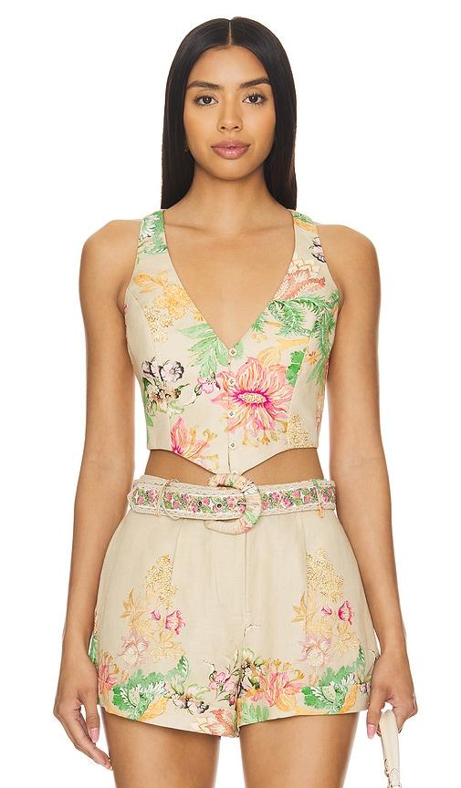 HEMANT AND NANDITA X Revolve Pahi Linen Vest in Beige by HEMANT&NANDITA