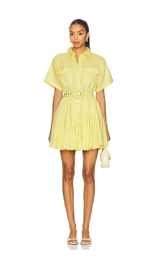 HEMANT AND NANDITA x REVOLVE Belted Mini Dress in Lemon by HEMANT&NANDITA