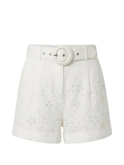 Kota broderie-anglaise belted shorts by HEMANT&NANDITA