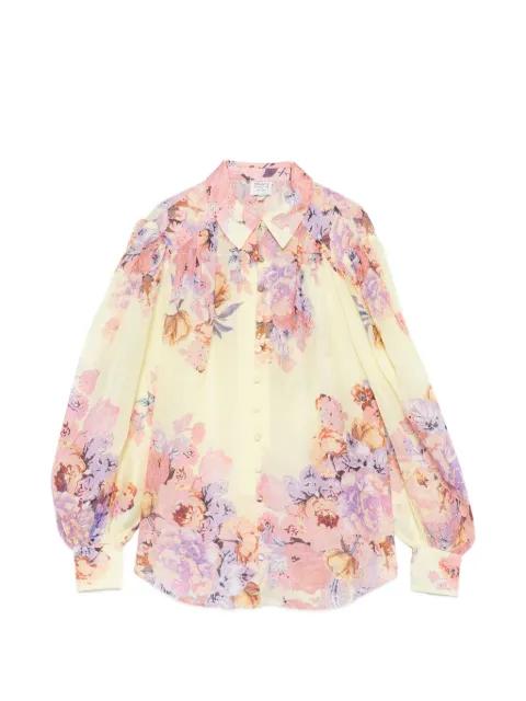 Kysha floral-print puff-sleeve blouse by HEMANT&NANDITA
