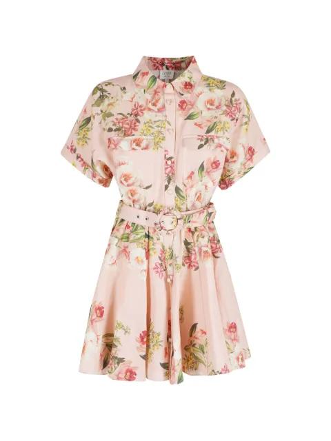 floral-belted shirt dress by HEMANT&NANDITA