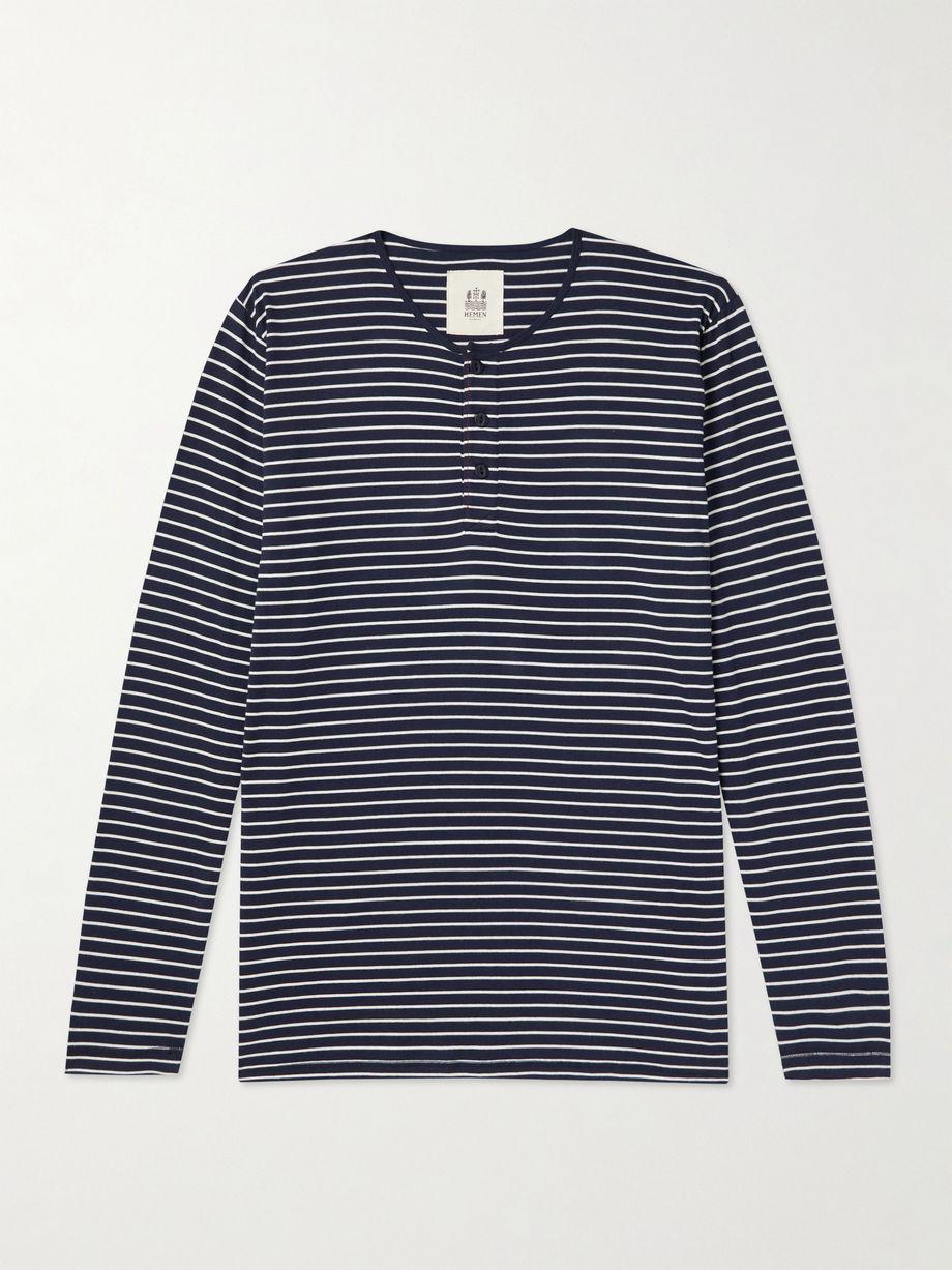 Niko Slim-Fit Striped Organic Cotton-Jersey Henley T-Shirt by HEMEN ...