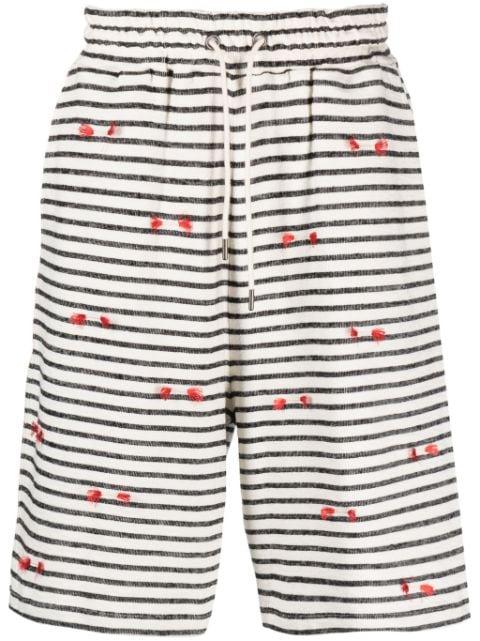 Fringy striped shorts by HENRIK VIBSKOV