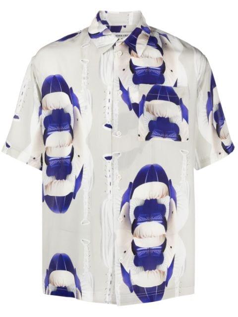 Transfered abstract-print crepe shirt by HENRIK VIBSKOV