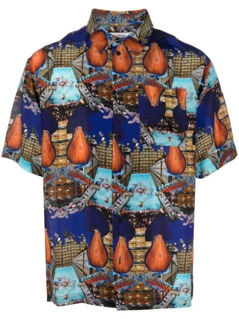 Transfered graphic-print crepe shirt by HENRIK VIBSKOV