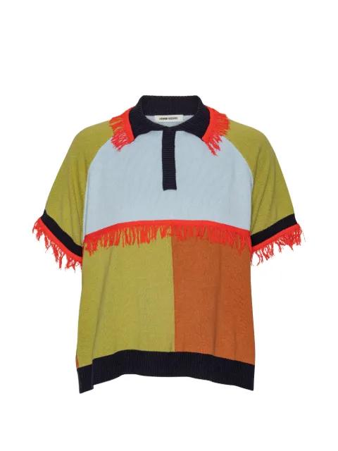 colourblock fringed polo shirt by HENRIK VIBSKOV