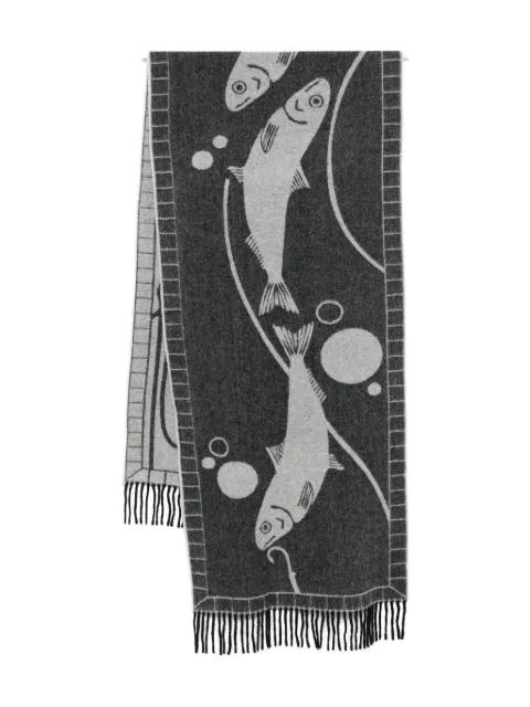 fish-print fringed scarf by HENRIK VIBSKOV