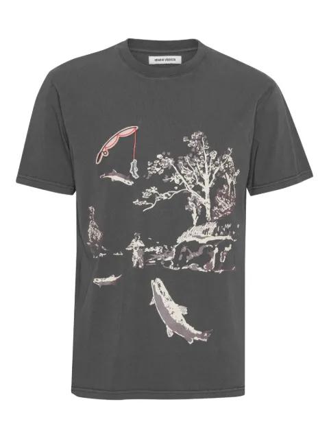 fishing-scene print T-shirt by HENRIK VIBSKOV