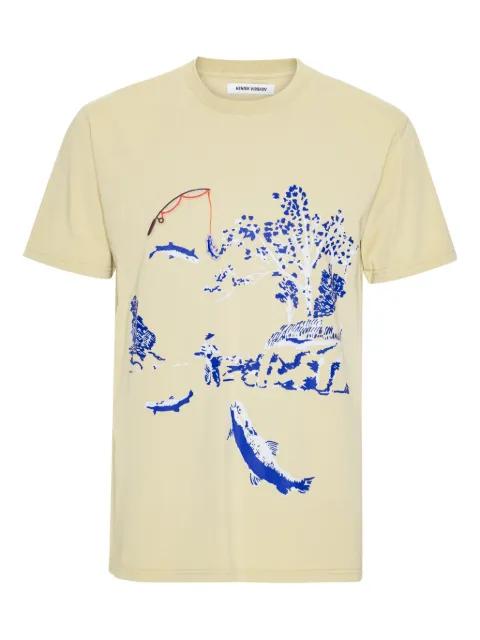 fishing-scene print T-shirt by HENRIK VIBSKOV