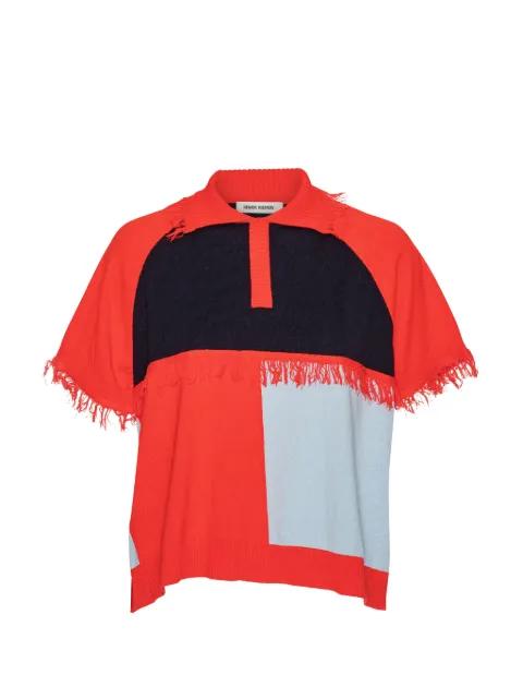 fringed colourblock polo shirt by HENRIK VIBSKOV