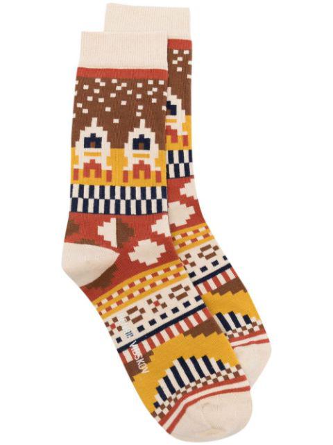 geometric-pattern knitted socks by HENRIK VIBSKOV