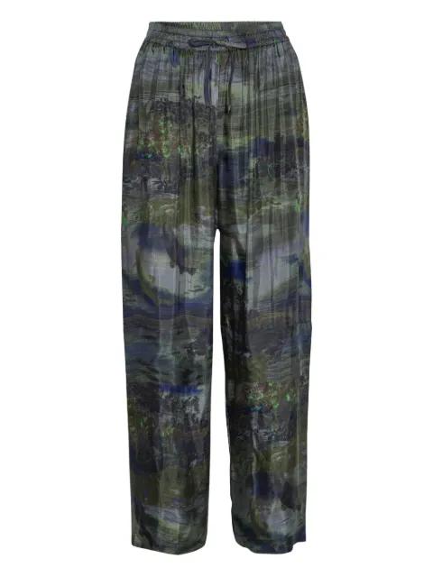 landscape-print drawstring straight trousers by HENRIK VIBSKOV
