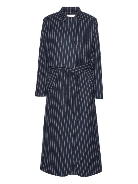pinstripe belted single breasted coat by HENRIK VIBSKOV