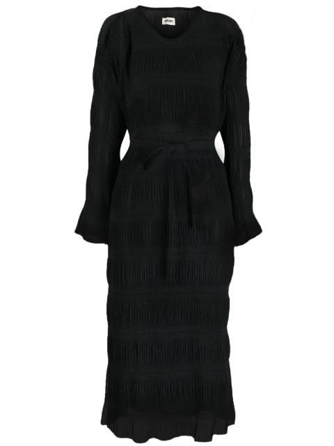 plissé-effect tied-waist midi dress by HENRIK VIBSKOV