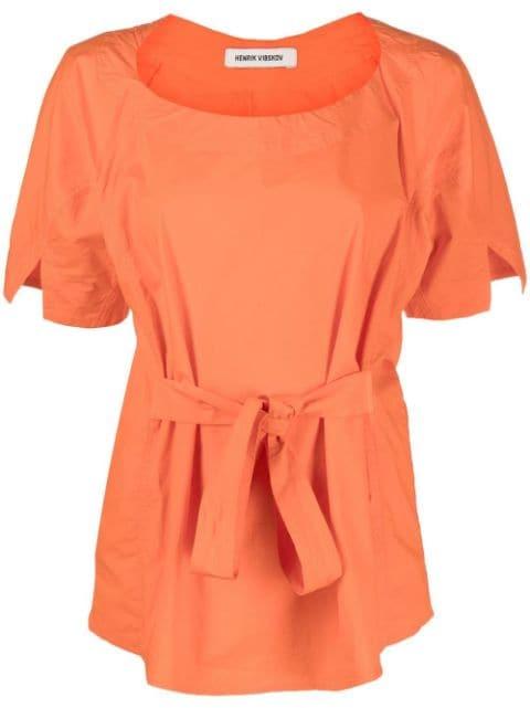 tied-waist short-sleeved blouse by HENRIK VIBSKOV