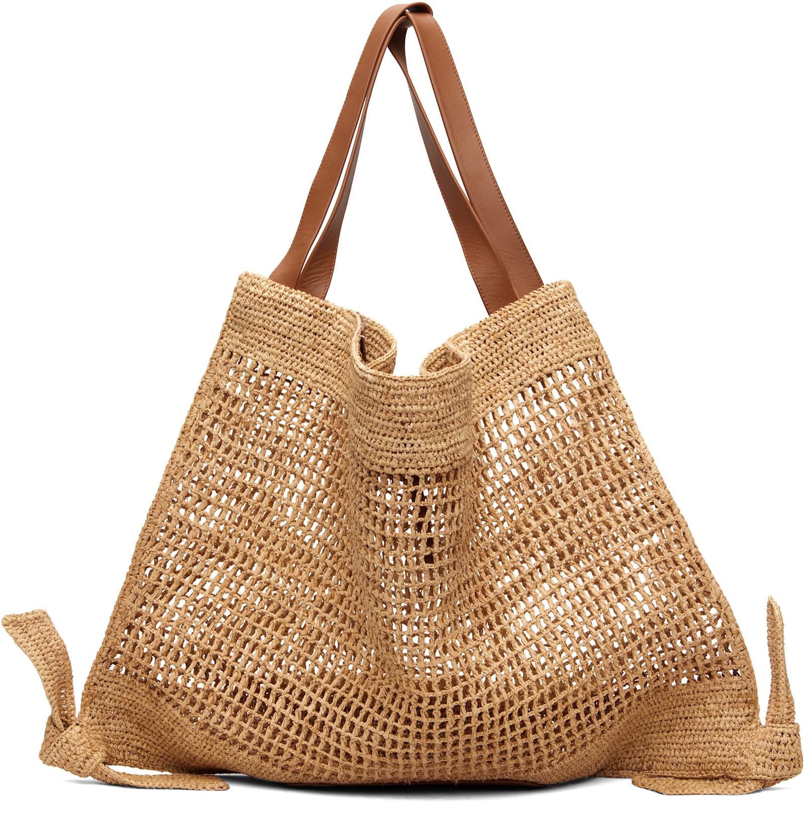 Beige Cador Raffia Mesh Tote by HEREU