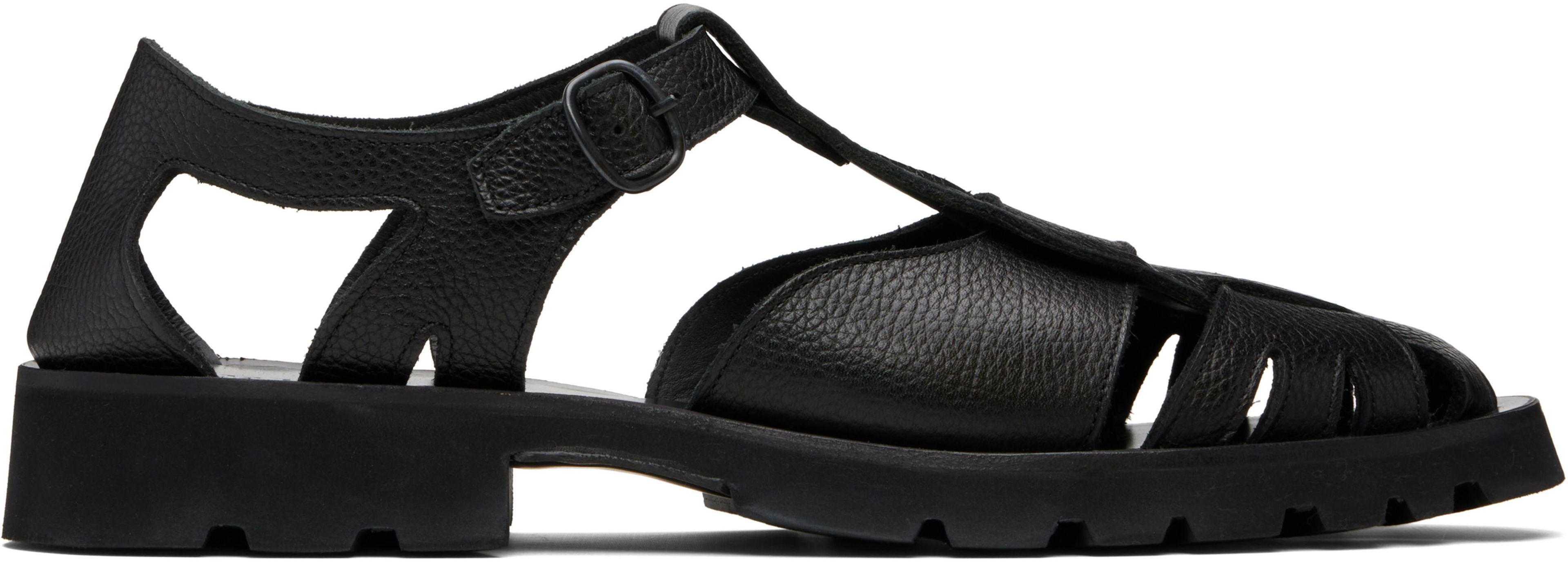 Black Pesca Sport Grainy Sandals by HEREU
