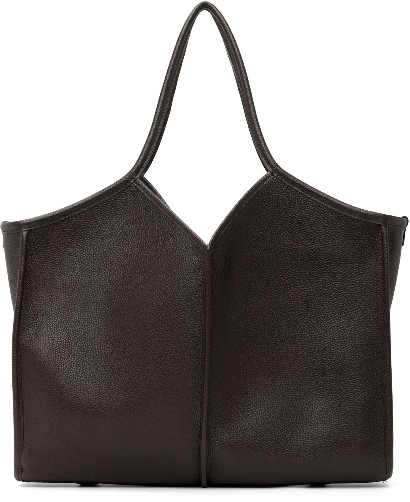 Brown Calella Squared Medium Grainy Tote by HEREU