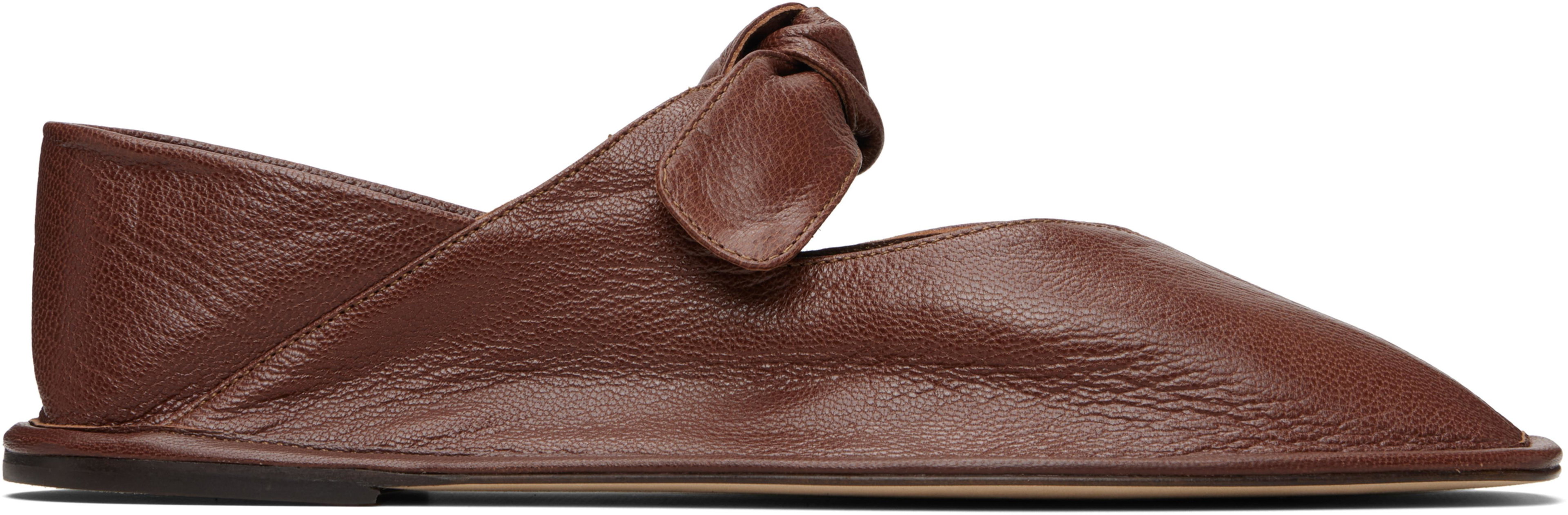 Brown Llasada Supple Shiny Ballerina Flats by HEREU