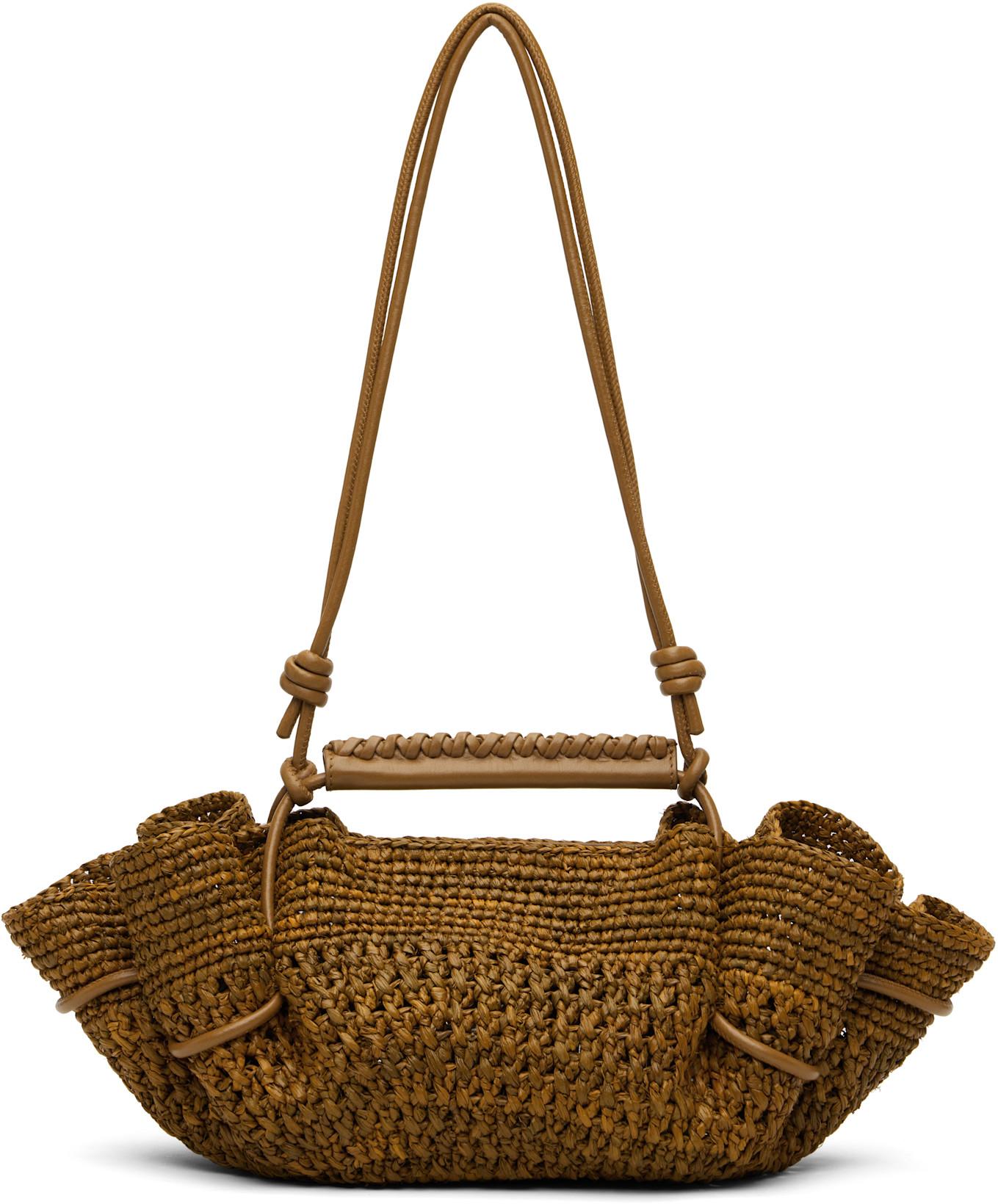 Tan Arta Mini Raffia Bag by HEREU