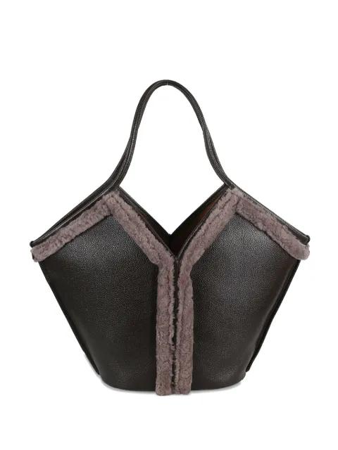 shearling-trimmed tote bag by HEREU