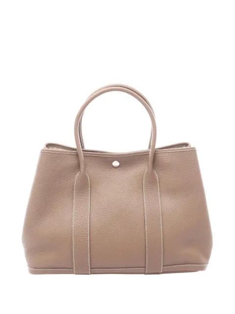 2019 HERMES Garden party PM Negonda leather leather Negonda leather Gray Etoupe Grey Used Women tote bag by HERMES 