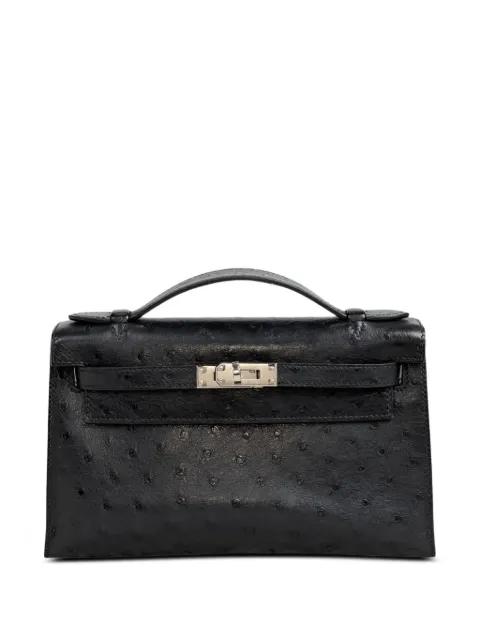 2025 Kelly Pochette ostrich-leather clutch bag by HERMES 