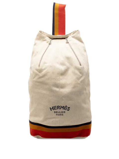 20th Century Toile Chevron Cavalier Sling Bag backpack by HERMES 