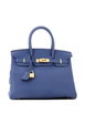 Birkin Handbag Blue Clemence with Gold Hardware 30 satchel by HERMES 