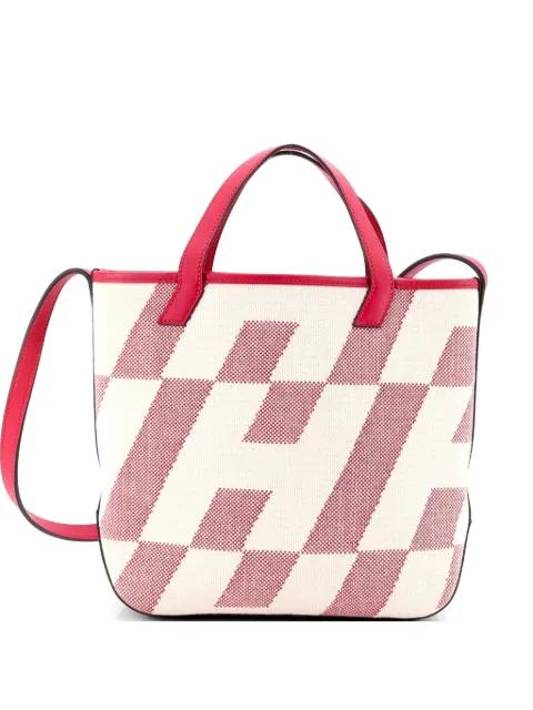 Cabas H en Biais Tote Canvas with Leather 27 shoulder bag by HERMES 