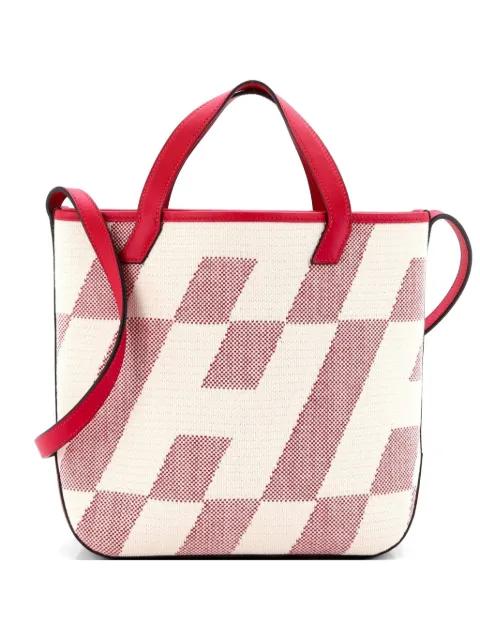 Cabas H en Biais Tote Canvas with Leather 27 shoulder bag by HERMES 