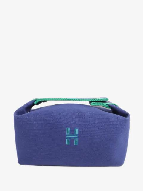 H-embroidered canvas clutch bag by HERMES 