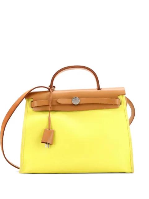 Herbag Zip Berline Vache Canvas and Leather 31 shoulder bag by HERMES 