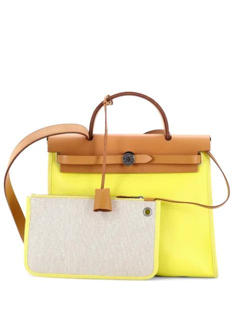 Herbag Zip Berline Vache Canvas and Leather 31 shoulder bag by HERMES 