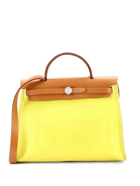Herbag Zip Berline Vache Canvas and Leather 31 shoulder bag by HERMES 