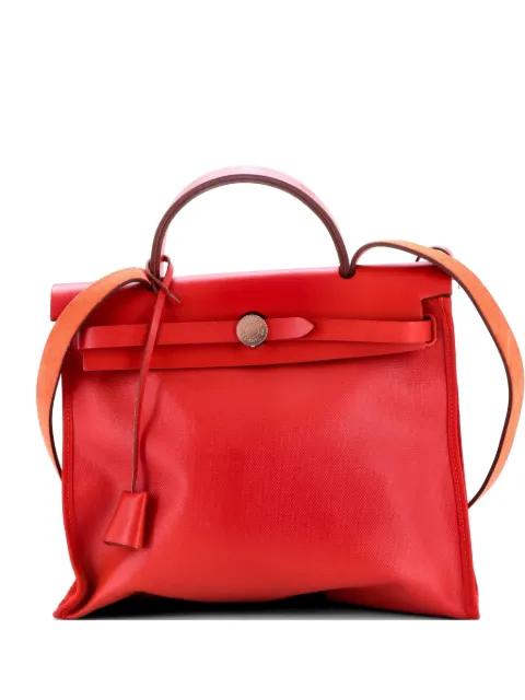 Herbag Zip Berline Vache Canvas and Leather 31 shoulder bag by HERMES 