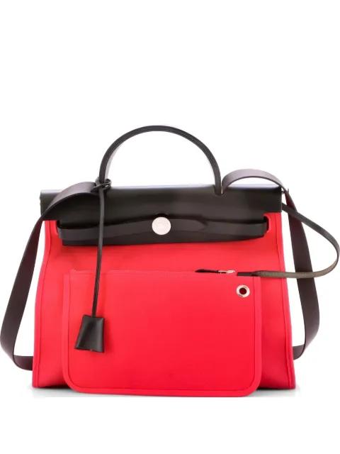 Herbag Zip Leather and Toile 31 shoulder bag by HERMES 