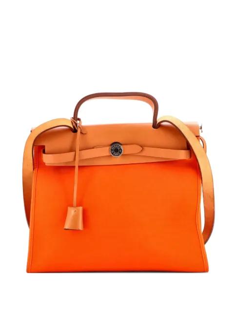 Herbag Zip Leather and Toile 31 shoulder bag by HERMES 