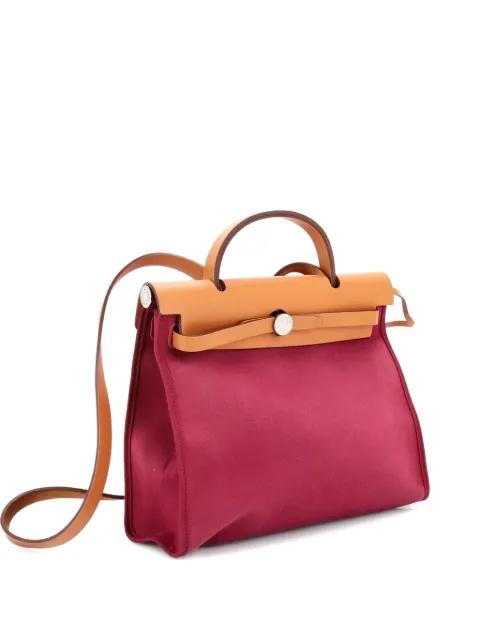 Herbag Zip Leather and Toile 31 shoulder bag by HERMES 