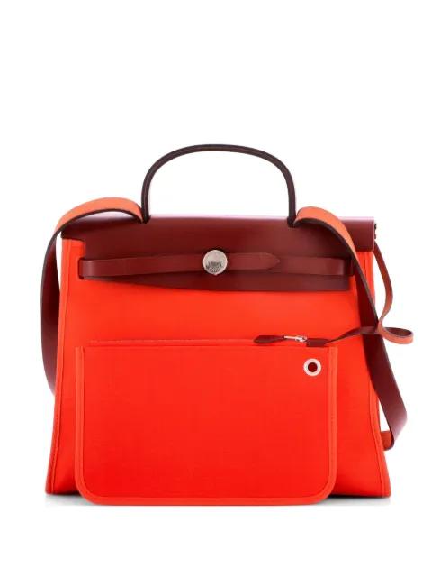 Herbag Zip Leather and Toile 31 shoulder bag by HERMES 