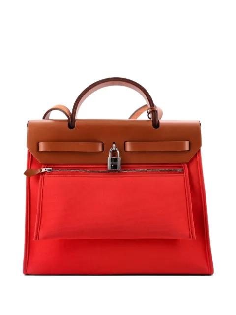Herbag Zip Leather and Toile 31 shoulder bag by HERMES 