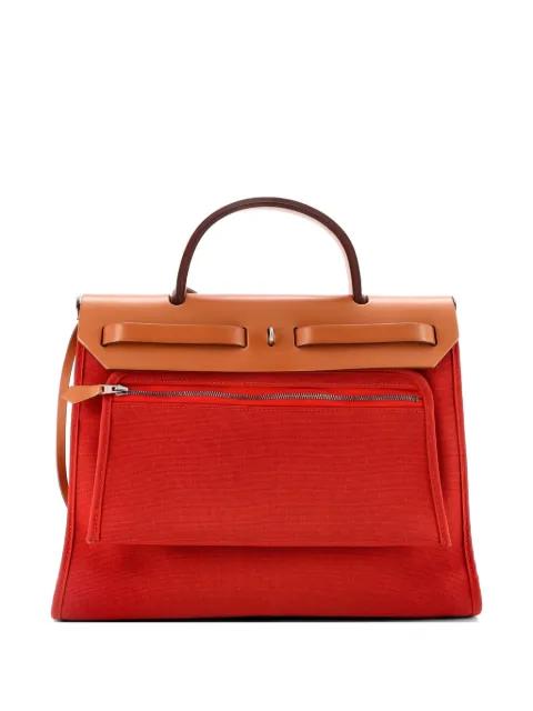 Herbag Zip Leather and Toile 31 shoulder bag by HERMES 