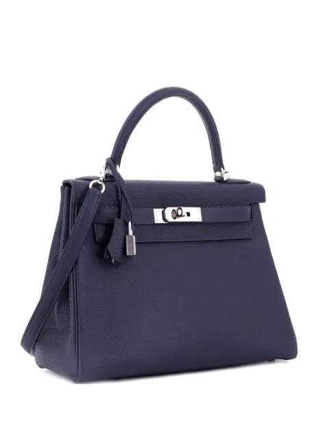Kelly Handbag Blue Togo with Palladium Hardware 28 satchel by HERMES 