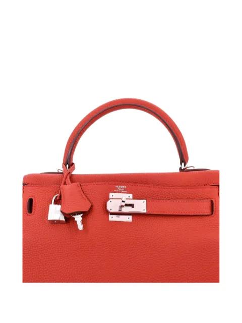 Kelly Handbag Red Togo with Palladium Hardware 28 satchel by HERMES Kelly Handbag Red Togo with Palladium Hardware 28 satchel by HERMES